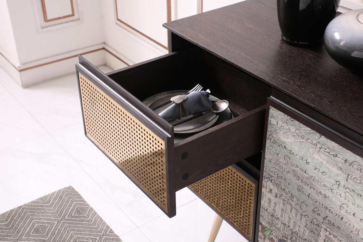 Phelan - Modern Smoked Ash & Brass Buffet by VIG Furniture - View 9