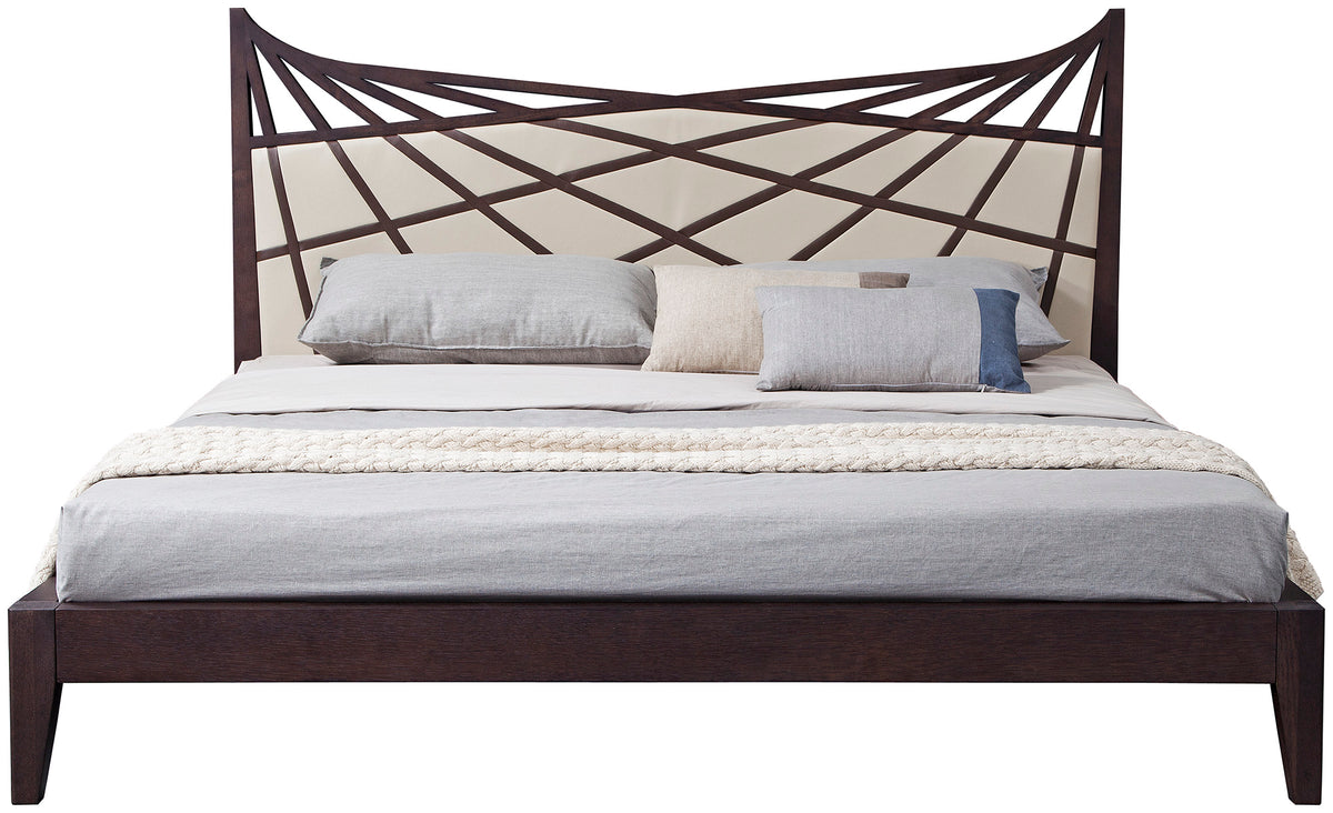 Prism Modern Brown & Beige Bonded Leather Bed by VIG Furniture - View 1