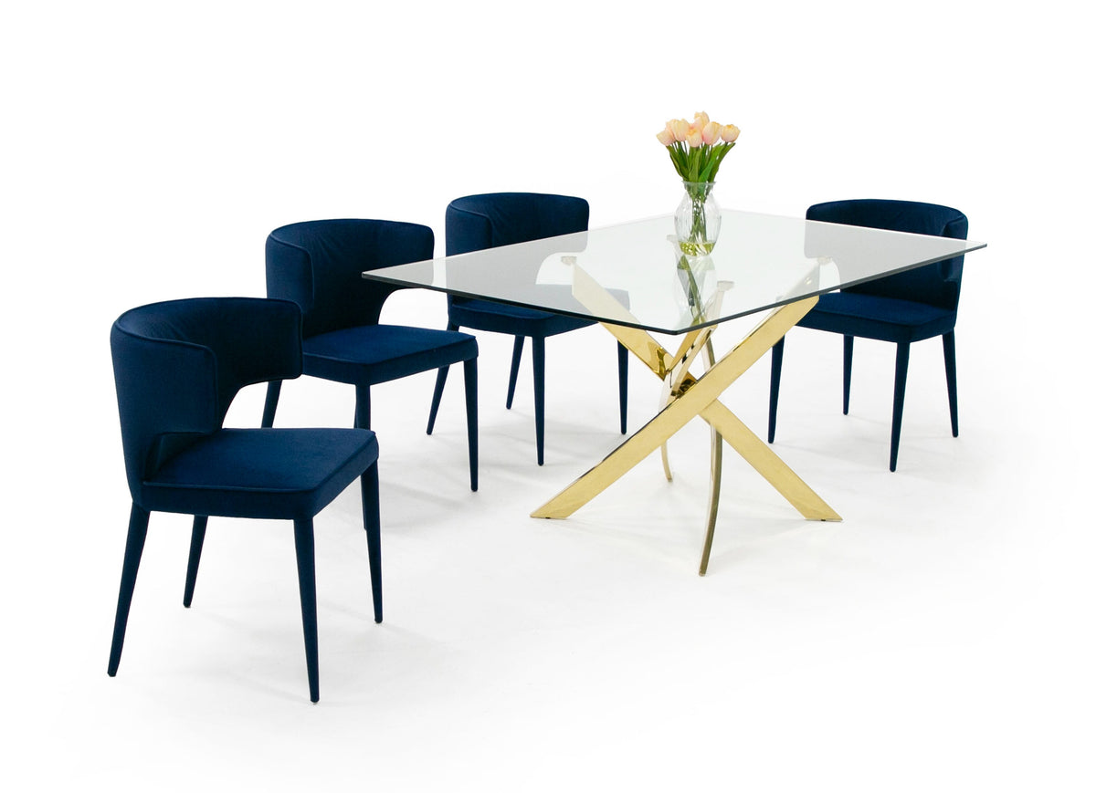 Pyrite Modern Glass and Gold Dining Table by VIG Furniture - View 3