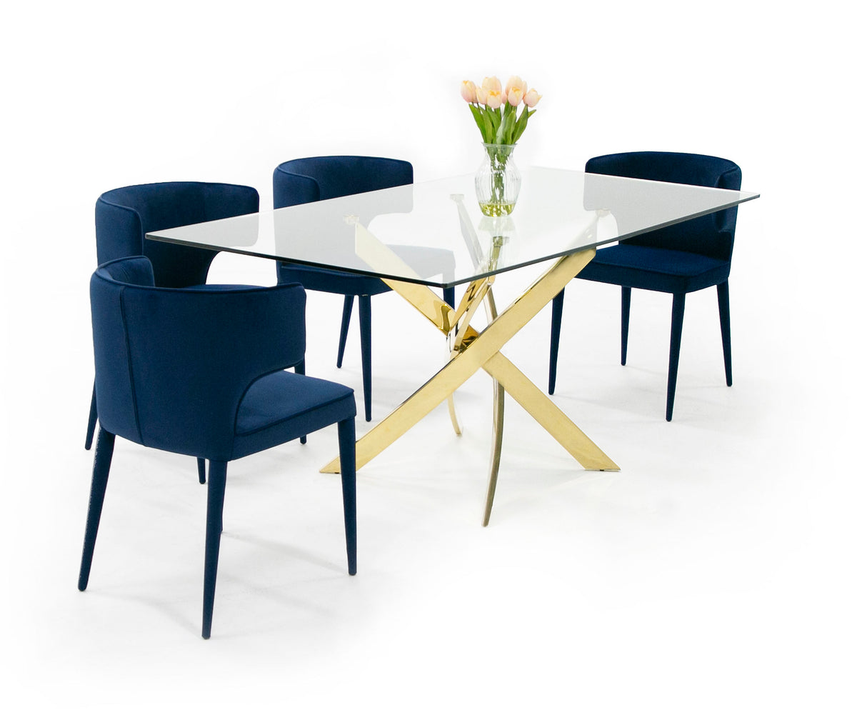 Pyrite Modern Glass and Gold Dining Table by VIG Furniture - View 4