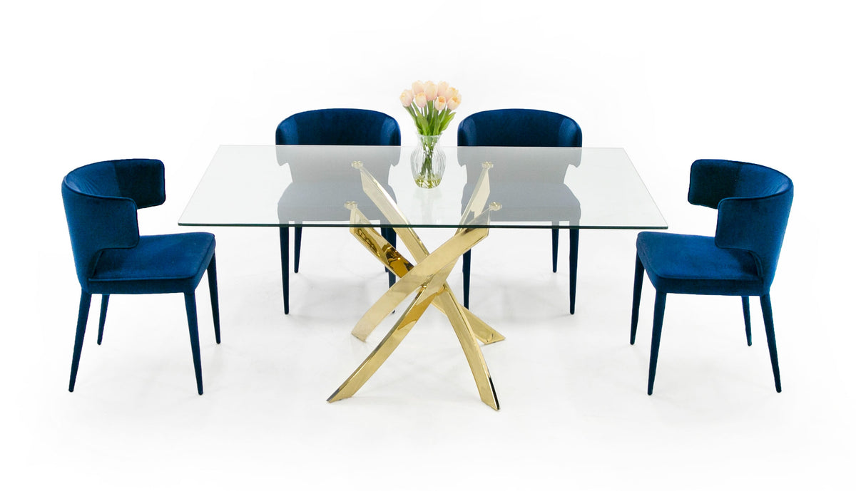 Pyrite Modern Glass and Gold Dining Table by VIG Furniture - View 5