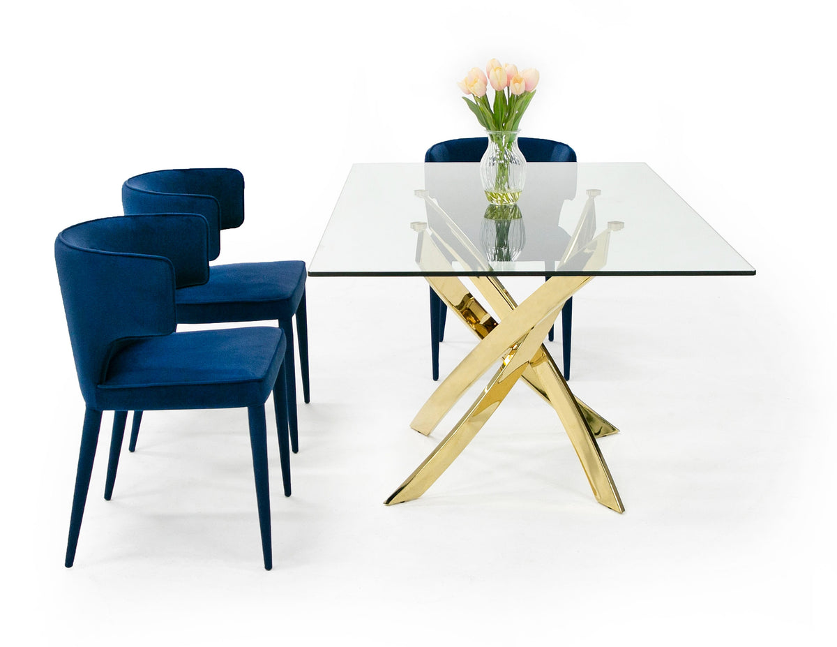 Pyrite Modern Glass and Gold Dining Table by VIG Furniture - View 6