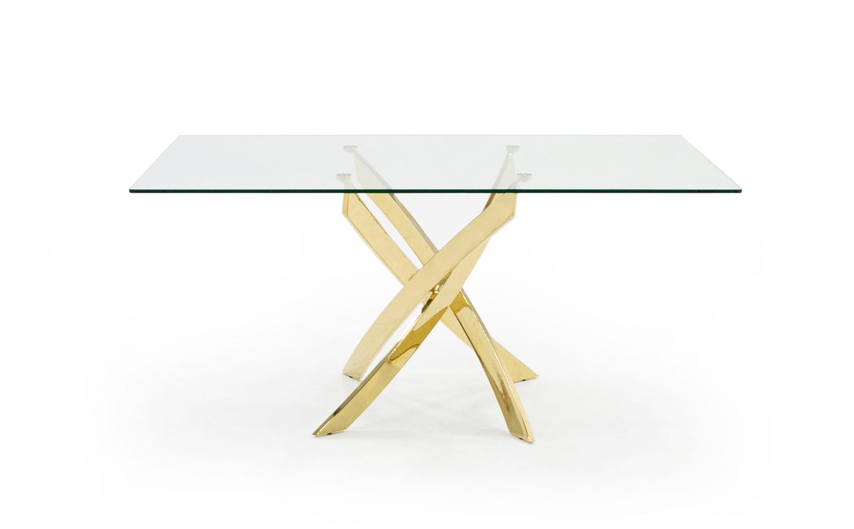 Pyrite Modern Glass and Gold Dining Table by VIG Furniture - View 7