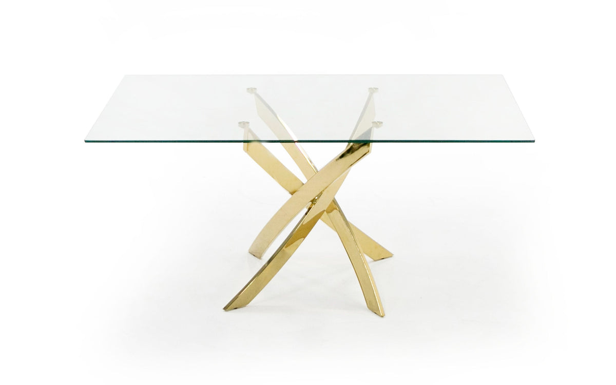 Pyrite Modern Glass and Gold Dining Table by VIG Furniture - View 8