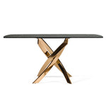 Pyrite - Modern Brown Glass + Rosegold Rectangular Dining Table by VIG Furniture - View 1