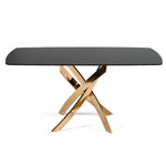 Pyrite - Modern Brown Glass + Rosegold Rectangular Dining Table by VIG Furniture - View 2