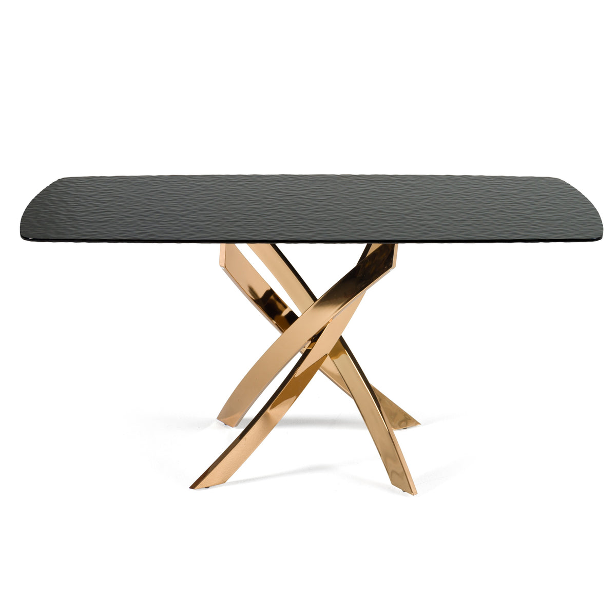 Pyrite - Modern Brown Glass + Rosegold Rectangular Dining Table by VIG Furniture - View 2