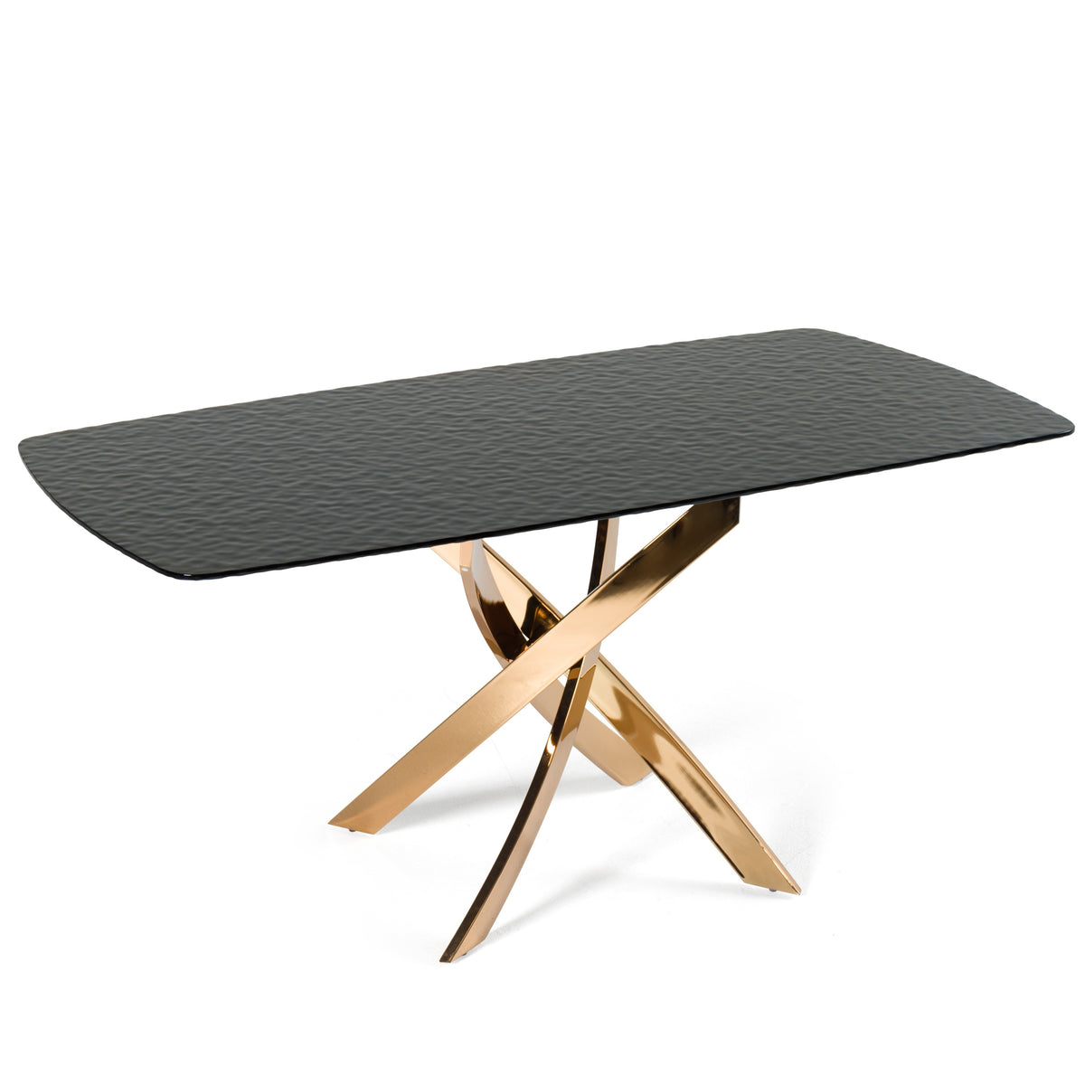 Pyrite - Modern Brown Glass + Rosegold Rectangular Dining Table by VIG Furniture - View 3