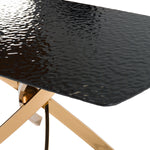Pyrite - Modern Brown Glass + Rosegold Rectangular Dining Table by VIG Furniture - View 4