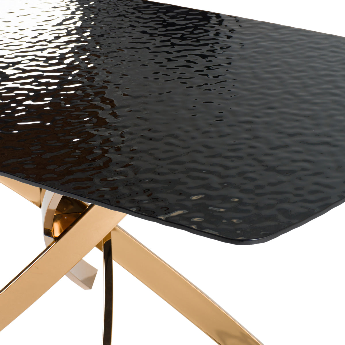 Pyrite - Modern Brown Glass + Rosegold Rectangular Dining Table by VIG Furniture - View 4