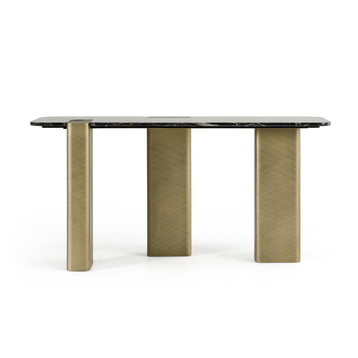 Quest - Modern Black Rose Marble + Antique Brass Console Table by VIG Furniture - View 1