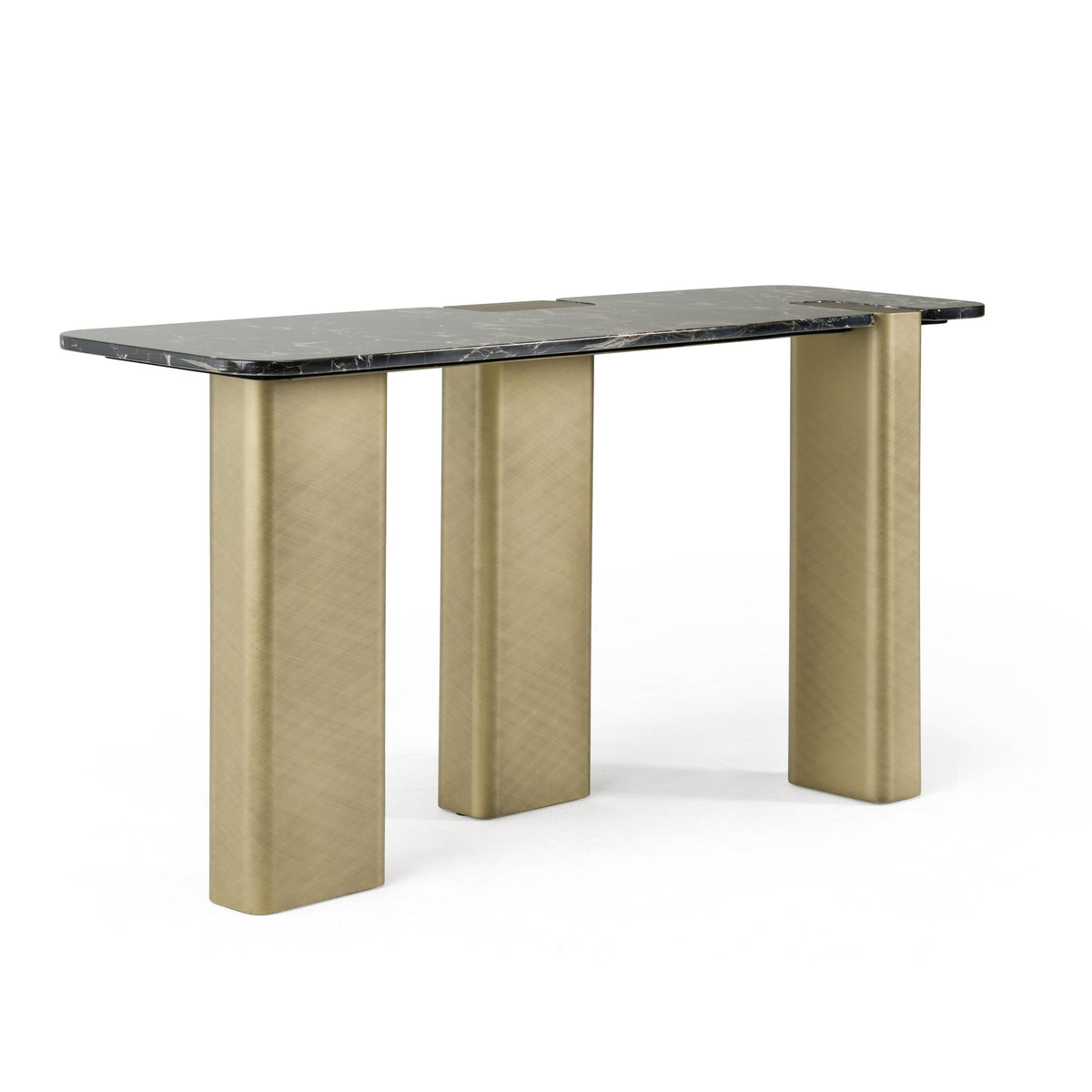 Quest - Modern Black Rose Marble + Antique Brass Console Table by VIG Furniture - View 2
