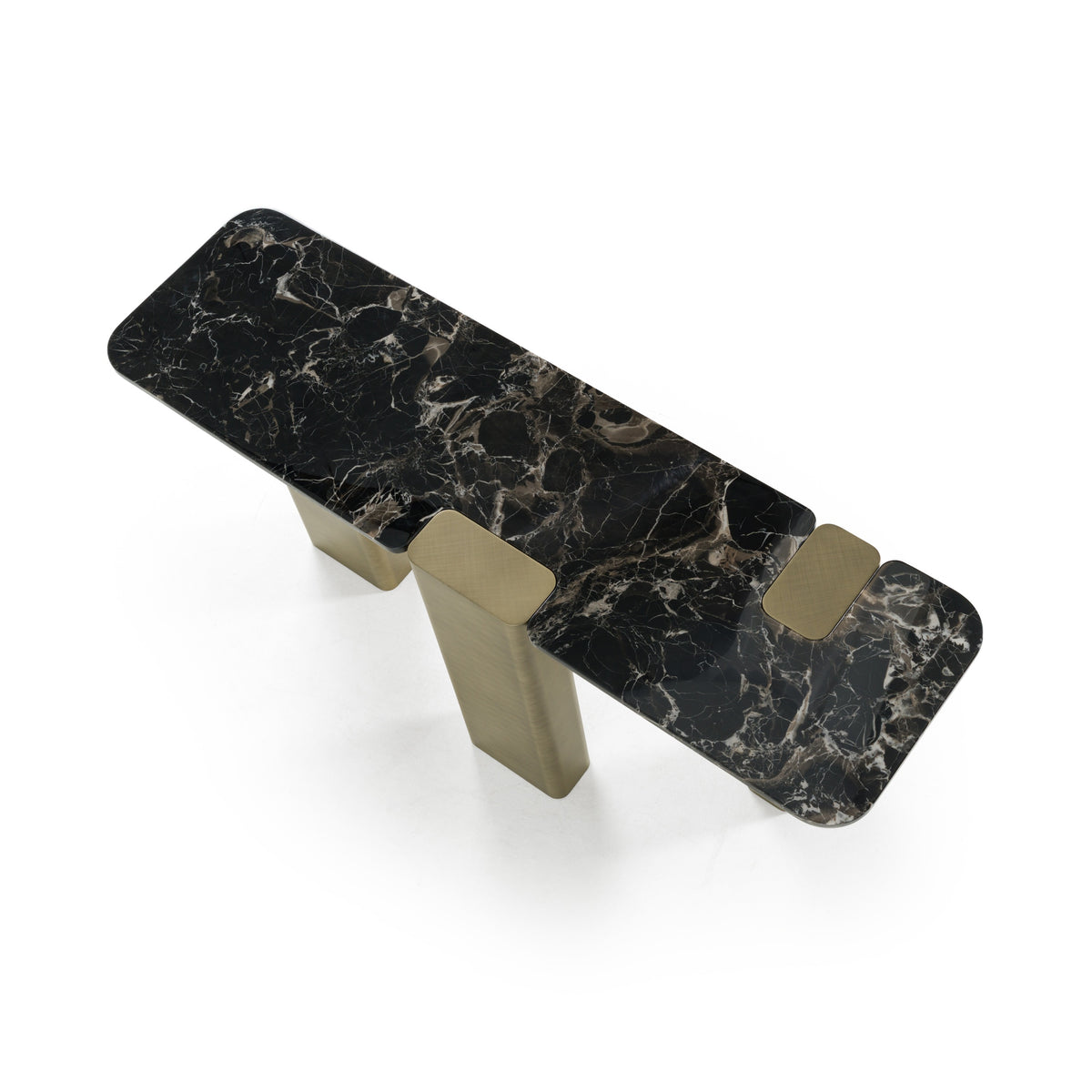 Quest - Modern Black Rose Marble + Antique Brass Console Table by VIG Furniture - View 7