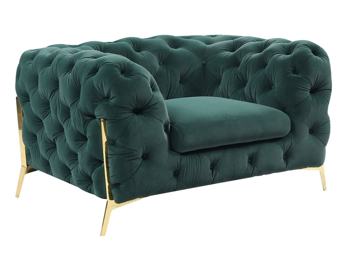 Quincey - Transitional Emerald Green Velvet Chair by VIG Furniture - View 1