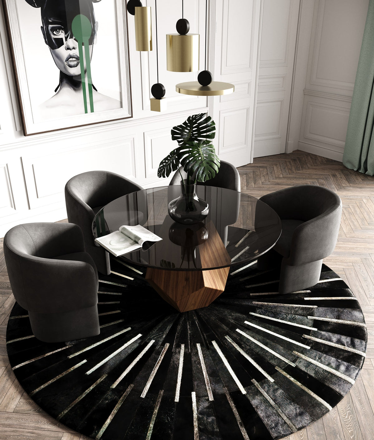 Rackham Mid-Century Walnut Round Dining Table by VIG Furniture - View 9