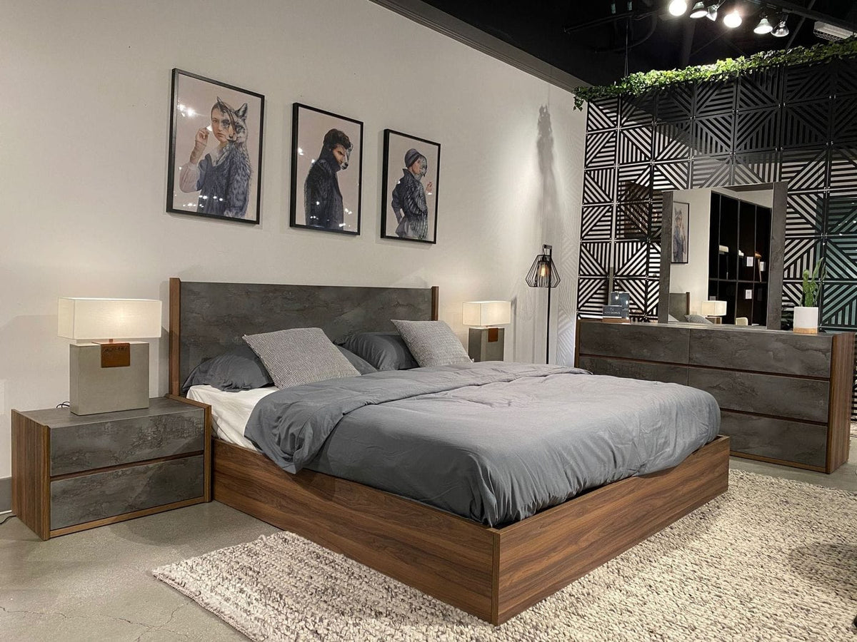 Rado - California King Modern Walnut & Volcanic Slate Bed by VIG Furniture - View 2