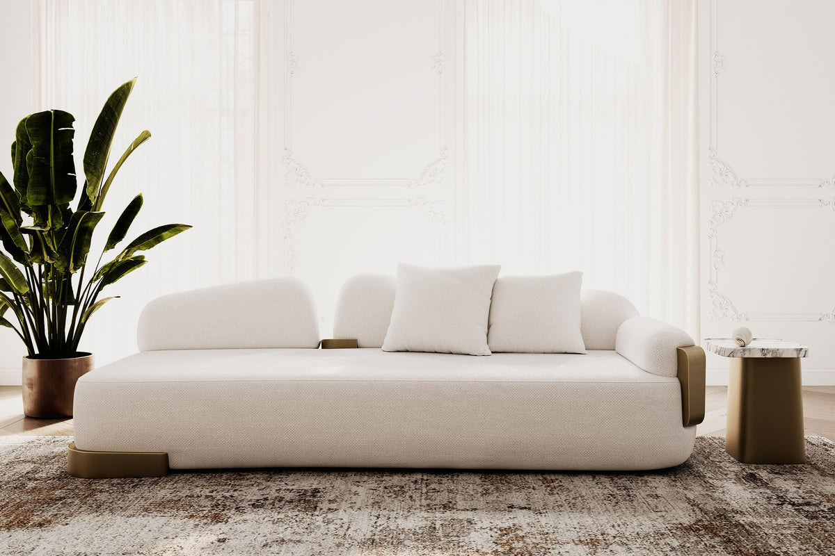 Rainier - Contemporary Off-White Fabric + Antique Brass Sofa by VIG Furniture - View 3