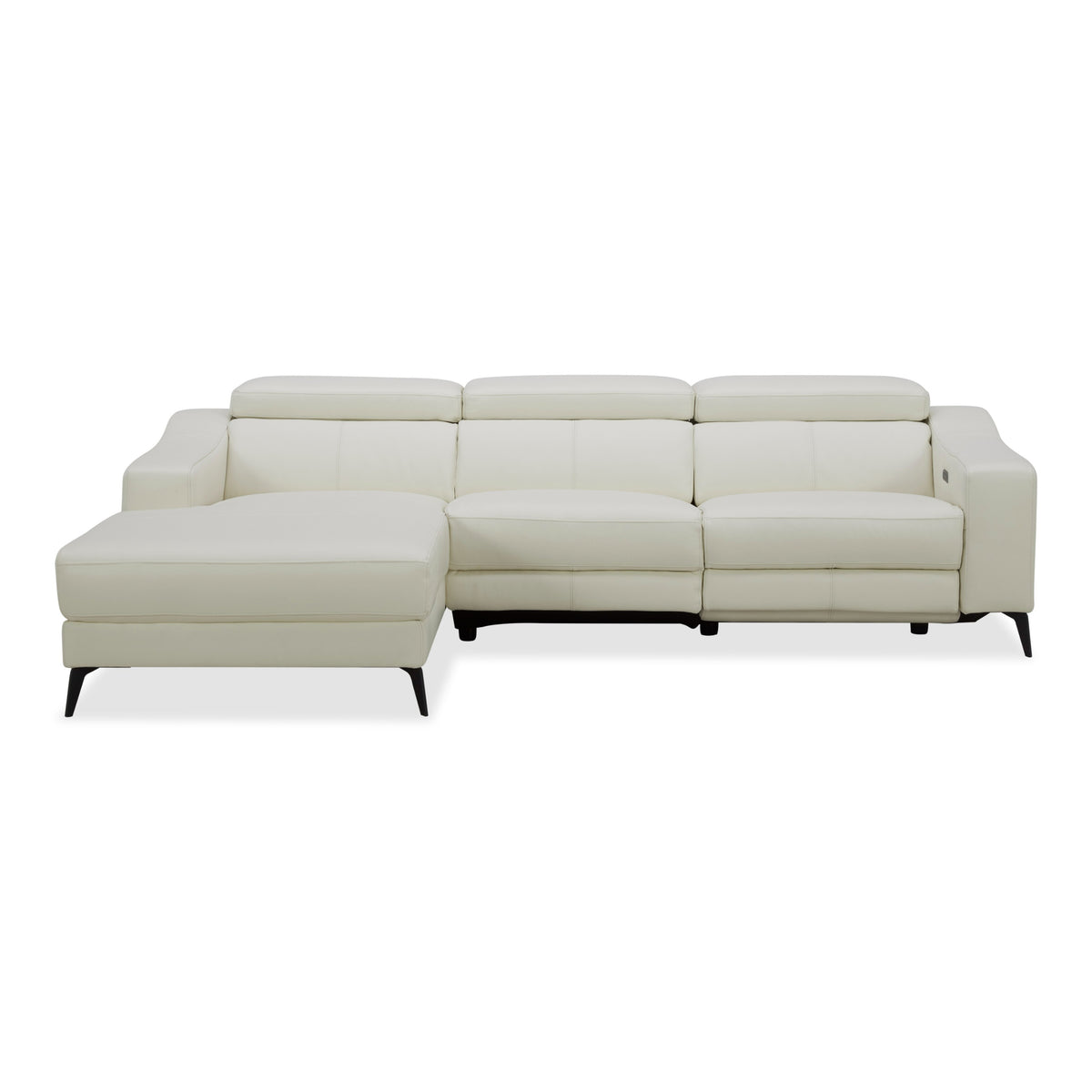 Rampart - Modern L-Shape LAF White Leather Sectional Sofa with 1 Recliner by VIG Furniture - View 10