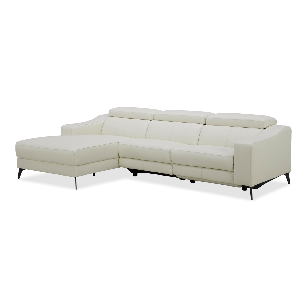 Rampart - Modern L-Shape LAF White Leather Sectional Sofa with 1 Recliner by VIG Furniture - View 11
