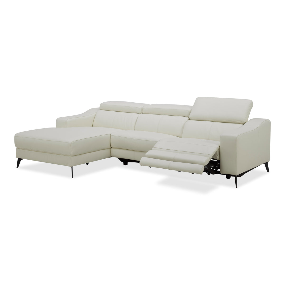 Rampart - Modern L-Shape LAF White Leather Sectional Sofa with 1 Recliner by VIG Furniture - View 14