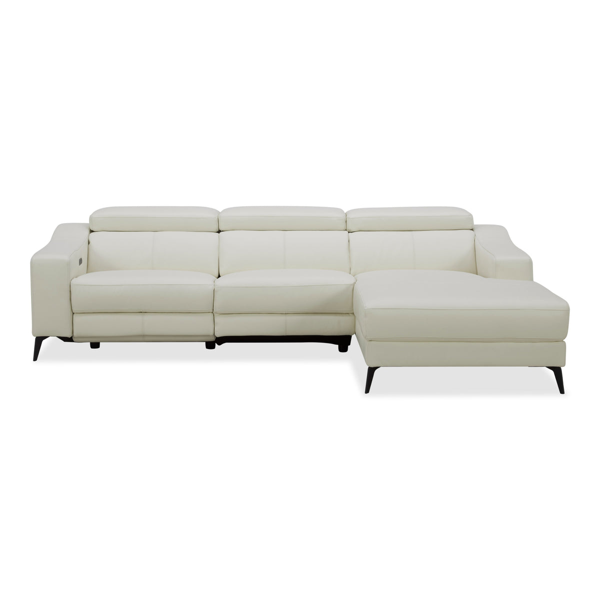 Rampart - Modern L-Shape RAF White Leather Sectional Sofa with 1 Recliner by VIG Furniture - View 1