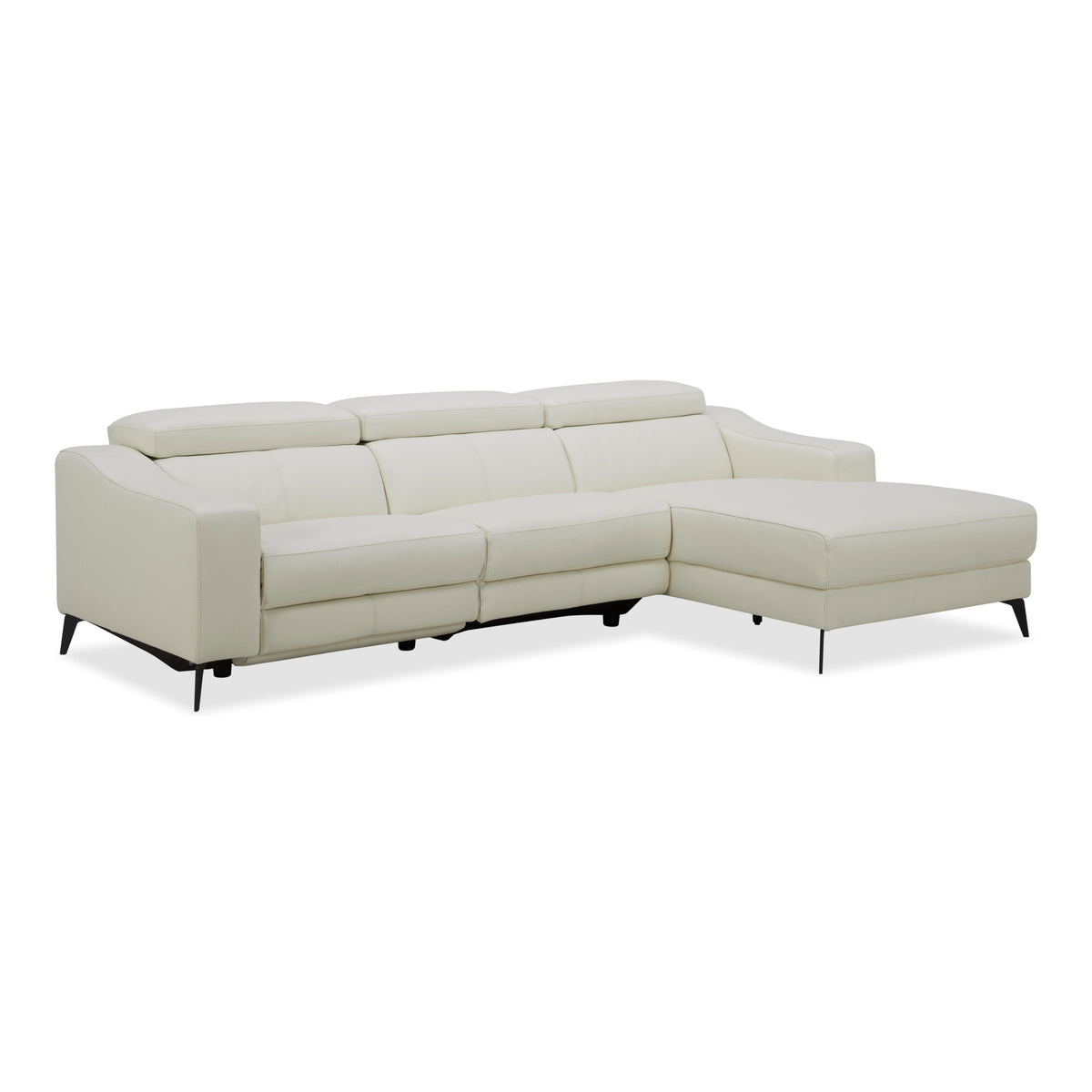 Rampart - Modern L-Shape RAF White Leather Sectional Sofa with 1 Recliner by VIG Furniture - View 10