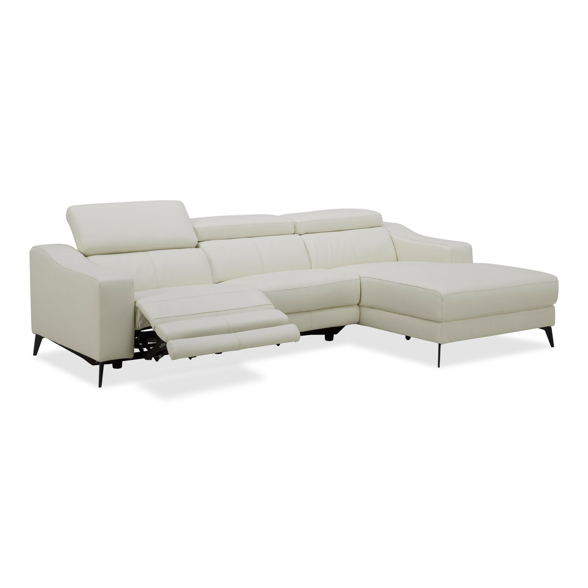 Rampart - Modern L-Shape RAF White Leather Sectional Sofa with 1 Recliner by VIG Furniture - View 13