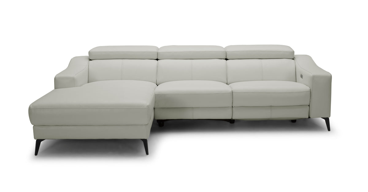 Rampart - Modern L-Shape LAF White Leather Sectional Sofa with 1 Recliner by VIG Furniture - View 1