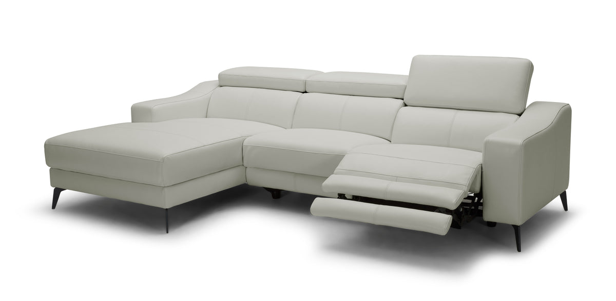 Rampart - Modern L-Shape LAF White Leather Sectional Sofa with 1 Recliner by VIG Furniture - View 2