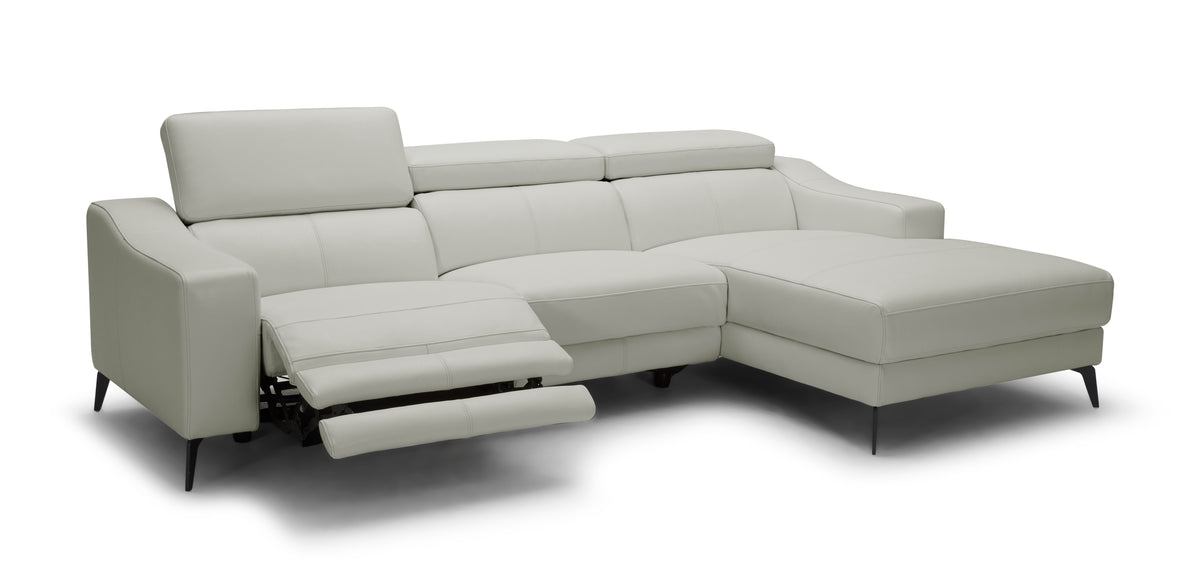 Rampart - Modern L-Shape RAF White Leather Sectional Sofa with 1 Recliner by VIG Furniture - View 2