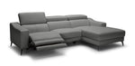 Rampart - Modern L-Shape RAF Grey Leather Sectional Sofa with 1 Recliner by VIG Furniture - View 2