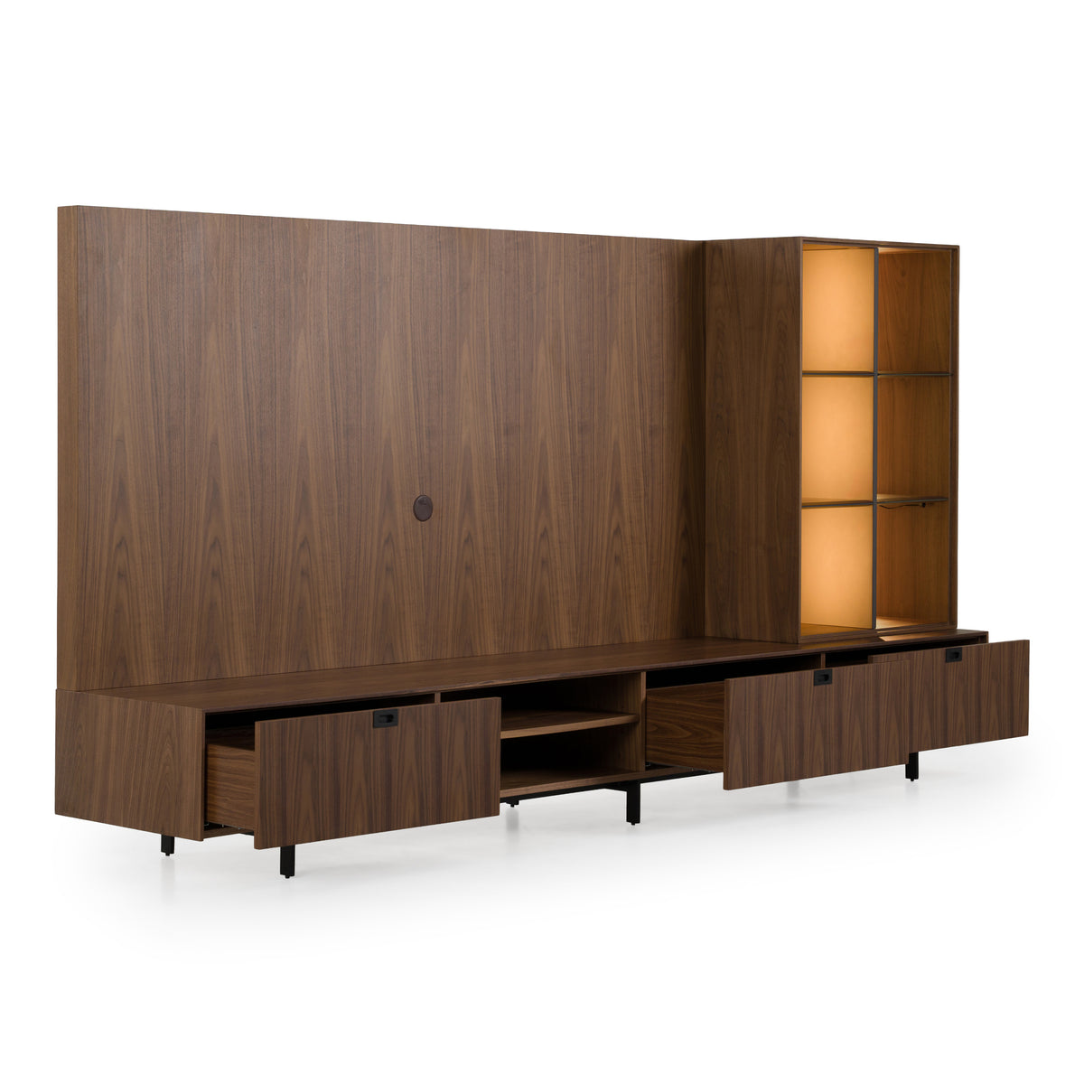 Raskin - Contemporary Walnut Entertainment Center w/ LED Lighting by VIG Furniture - View 4