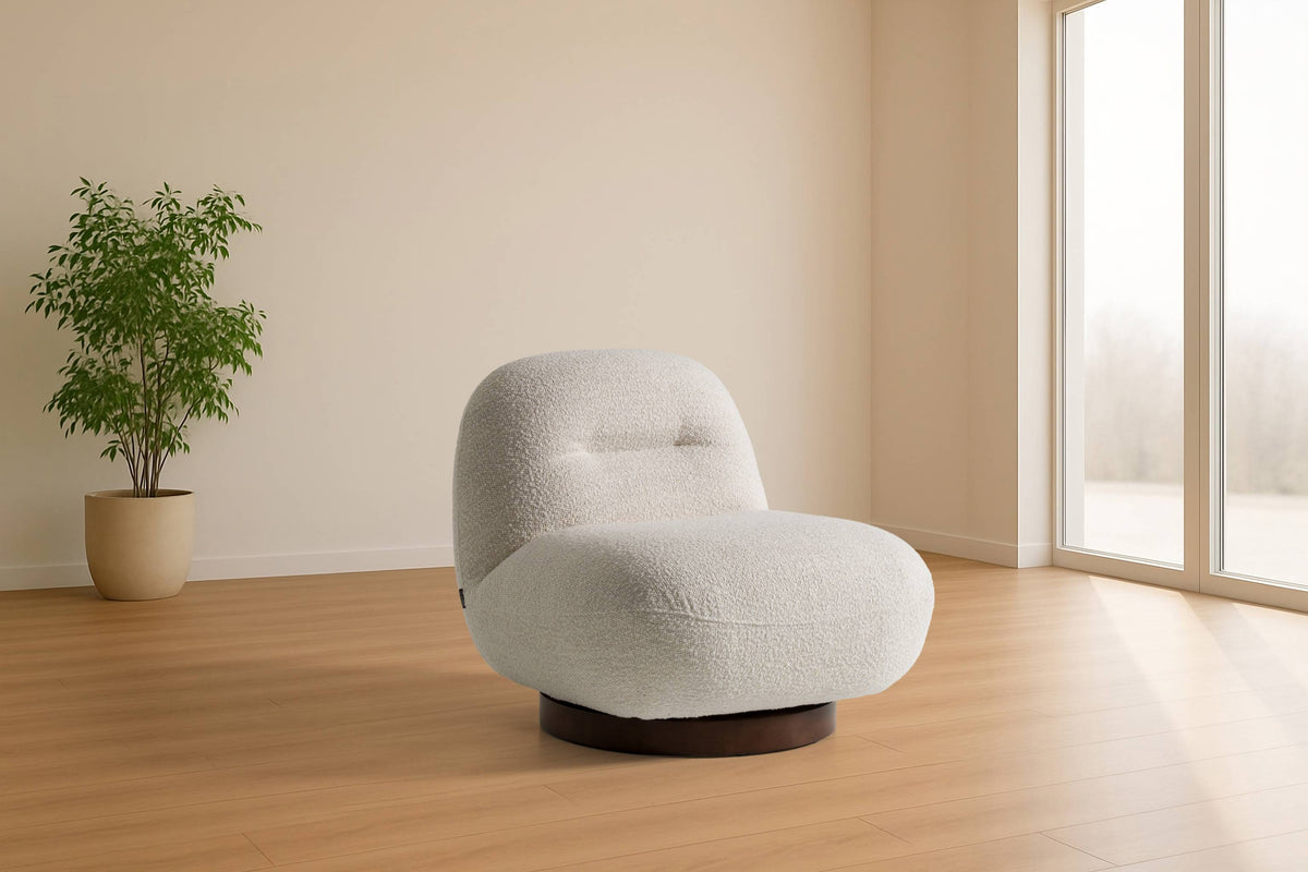 Renee - Modern Cream Fabric Swivel Chair by VIG Furniture - View 2