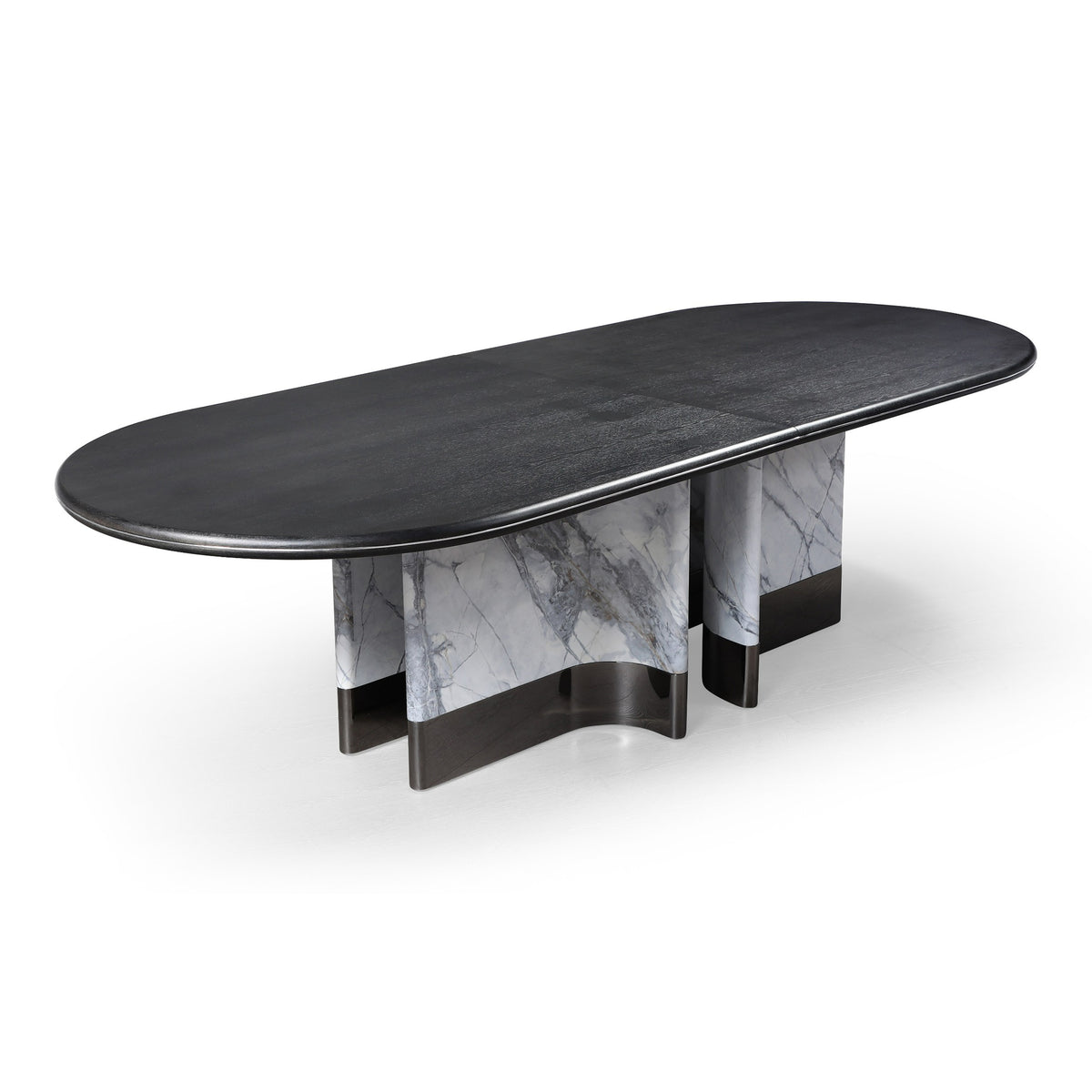Renfew - Modern Black Oak + Faux Marble Oval Dining Table by VIG Furniture - View 9