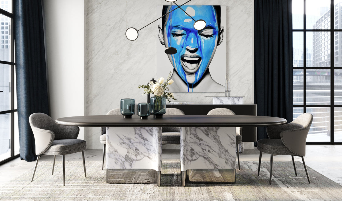 Renfew - Modern Black Oak + Faux Marble Oval Dining Table by VIG Furniture - View 6