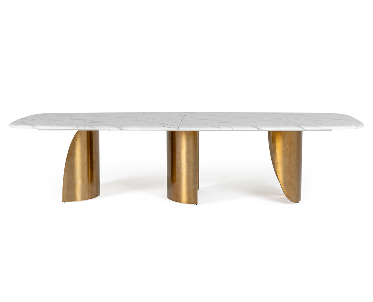 Reynold - Glam Faux Marble + Gold Stainless Steel Dining Table by VIG Furniture - View 5