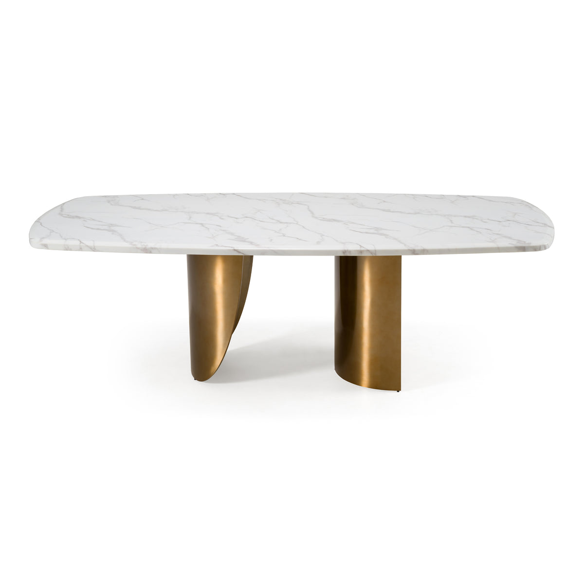 Reynold - Glam Faux Marble + Gold Stainless Steel 94-Inch Dining Table by VIG Furniture - View 2