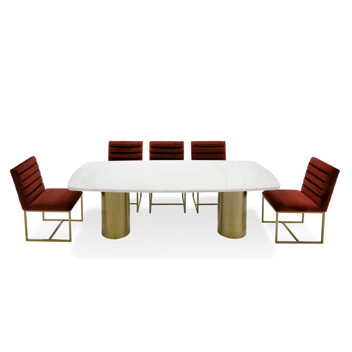 Rocky - Glam White Marble & Brush Gold Large Dining Table by VIG Furniture - View 3