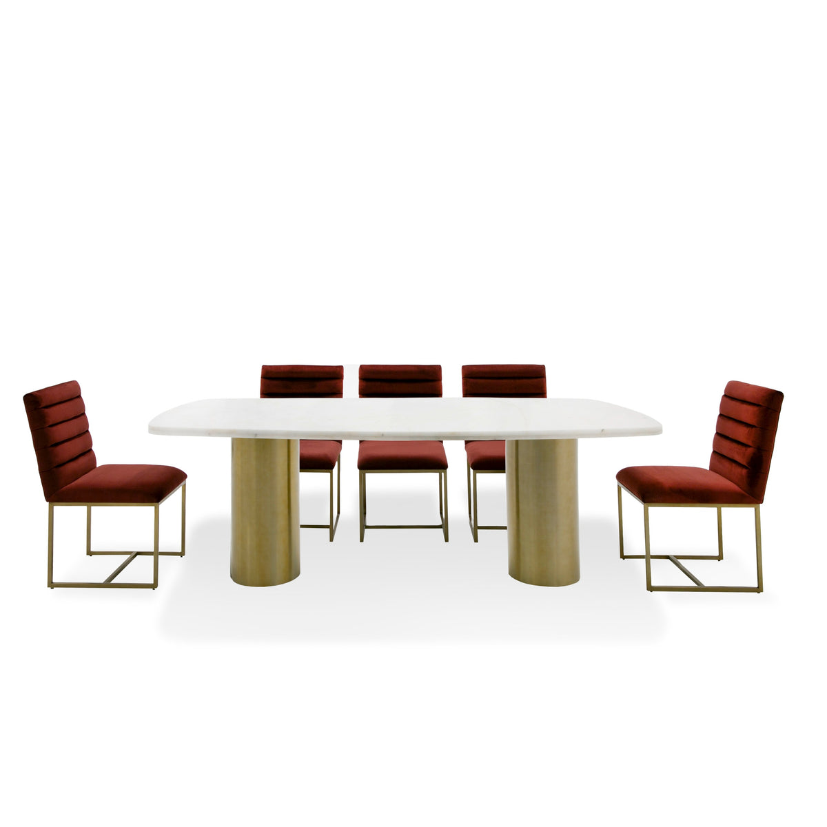 Rocky - Glam White Marble & Brush Gold Large Dining Table by VIG Furniture - View 4