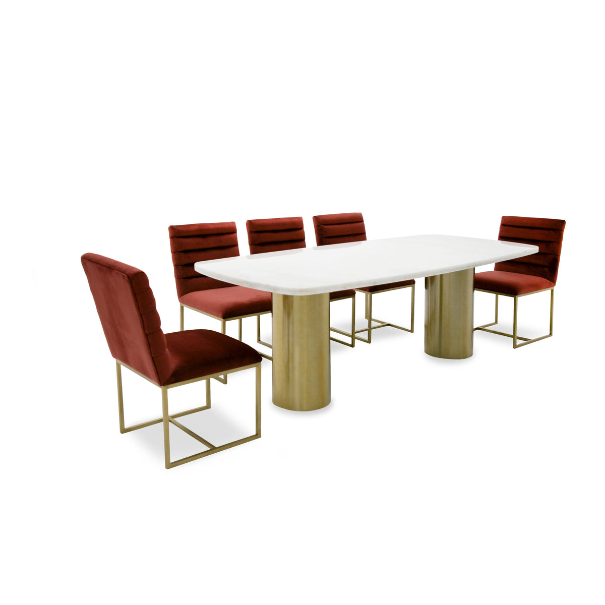 Rocky - Glam White Marble & Brush Gold Large Dining Table by VIG Furniture - View 5