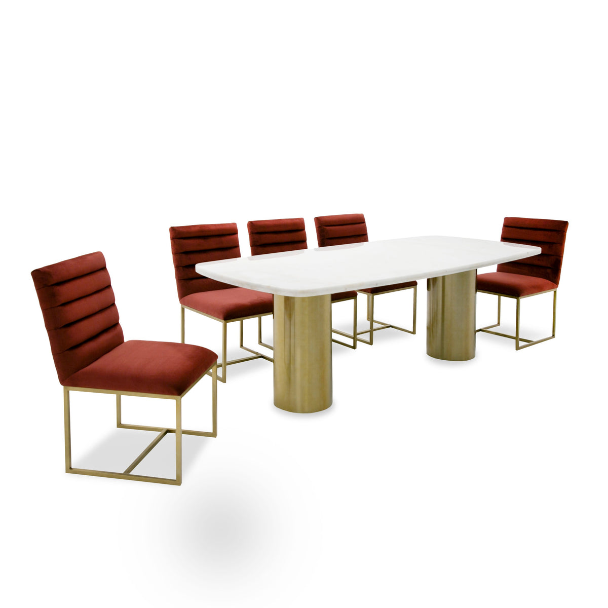 Rocky - Glam White Marble & Brush Gold Large Dining Table by VIG Furniture - View 6