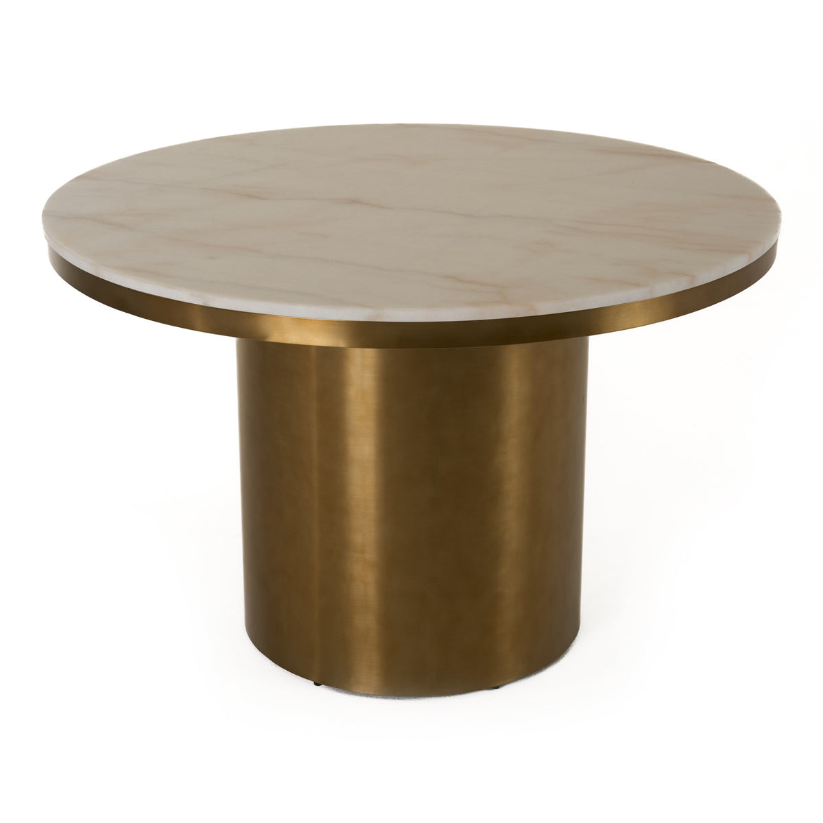 Rocky - Glam White Marble & Brush Gold Round Dining Table by VIG Furniture - View 1