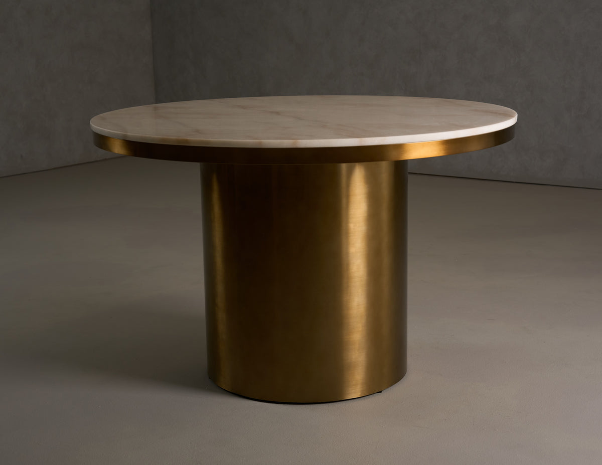 Rocky - Glam White Marble & Brush Gold Round Dining Table by VIG Furniture - View 4