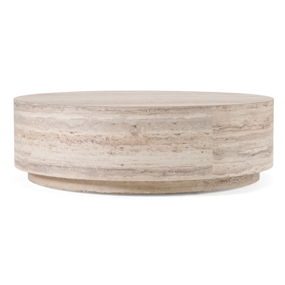 Roma - Modern Faux Travertine Round Coffee Table by VIG Furniture - View 1