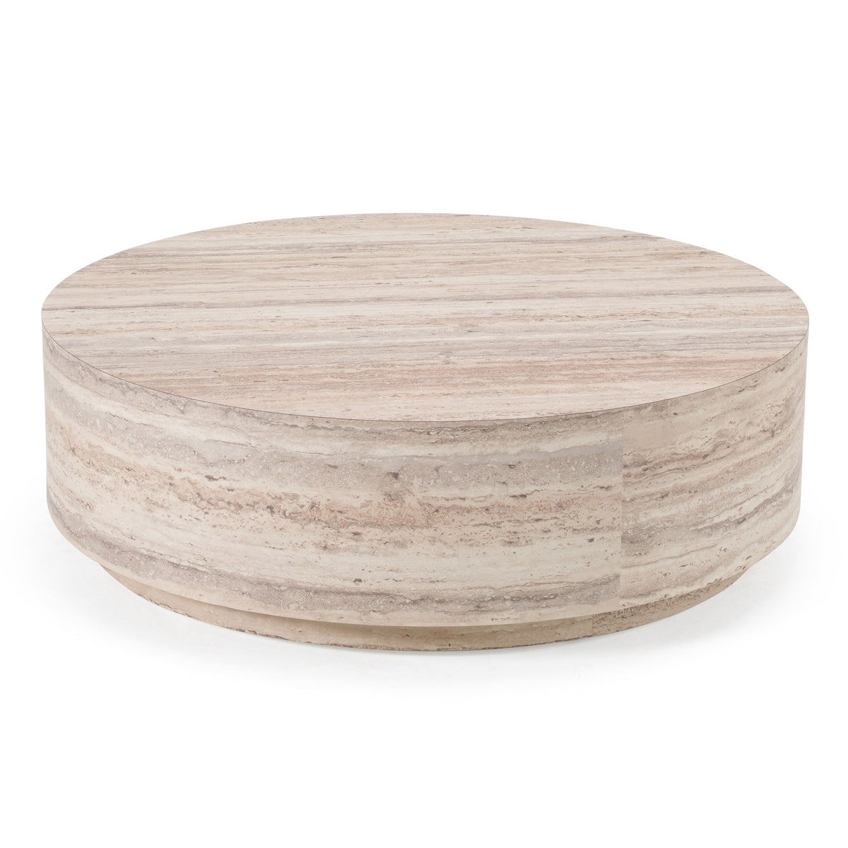 Roma - Modern Faux Travertine Round Coffee Table by VIG Furniture - View 2