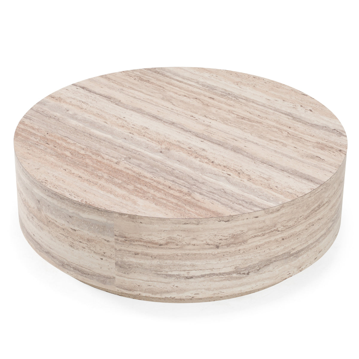 Roma - Modern Faux Travertine Round Coffee Table by VIG Furniture - View 3