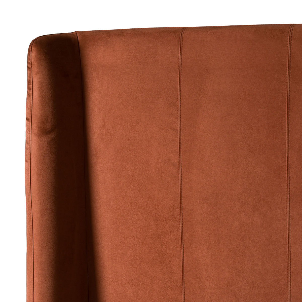 Eastern King Roma + Lago - Modern Burnt Orange Velvet + Faux Travertine Bed + Nightstands Set