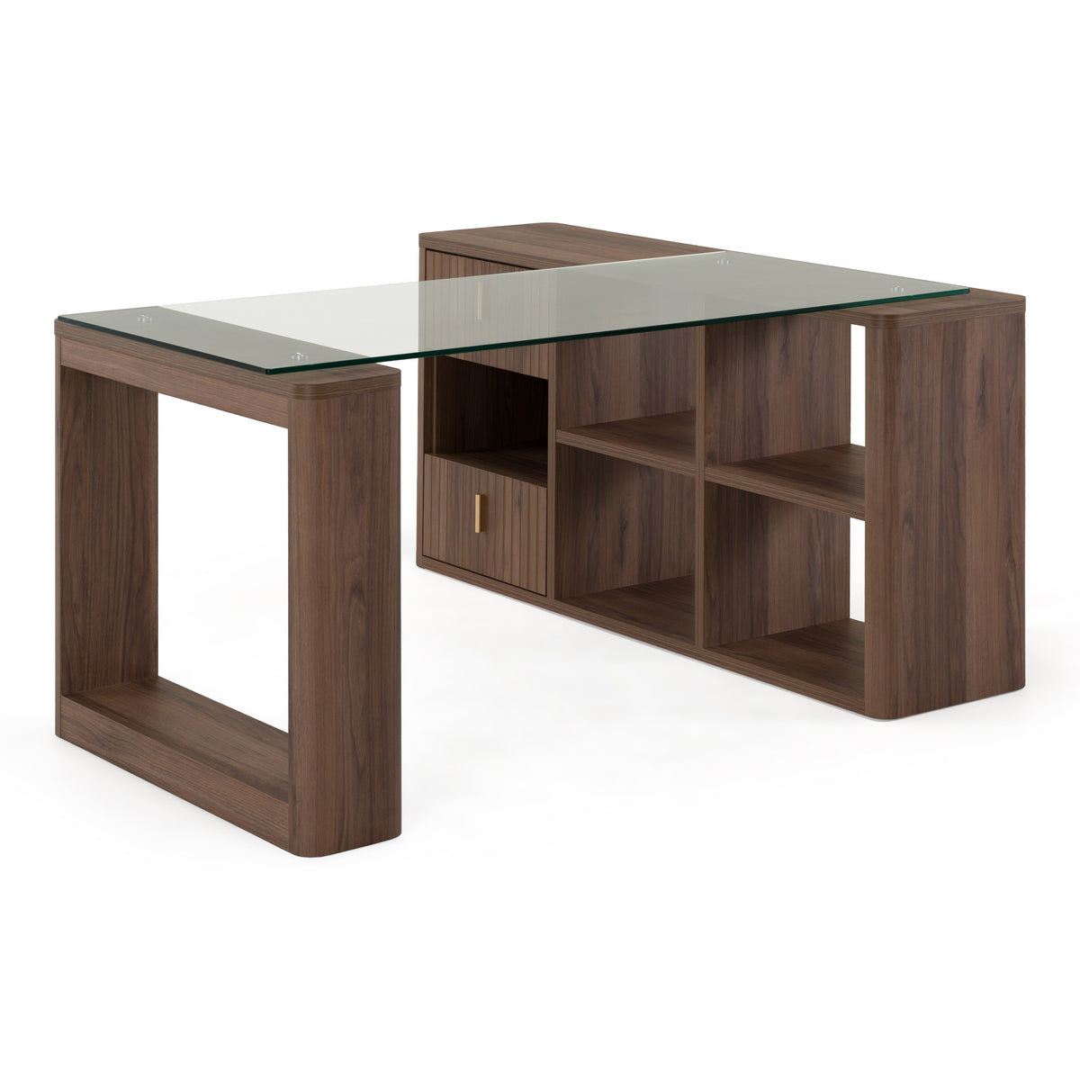 Roma - Modern Glass + Walnut Reversible Desk by VIG Furniture - View 2