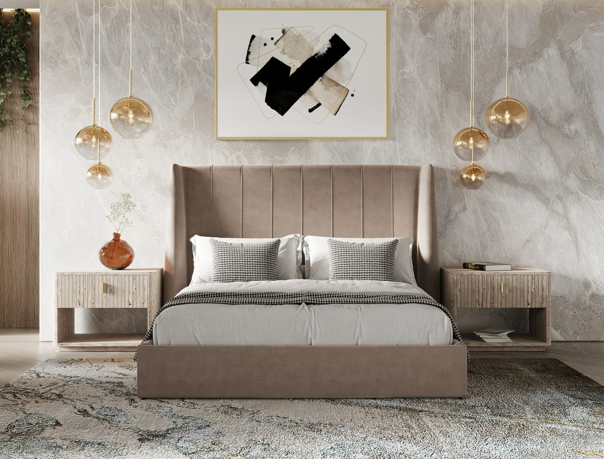 Roma - Modern Taupe Microfiber Upholstered Bed by VIG Furniture - View 2