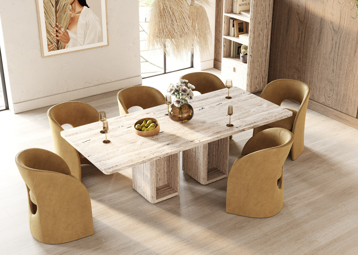 Roma - Modern Travertine Rectangular Dining Table by VIG Furniture - View 4